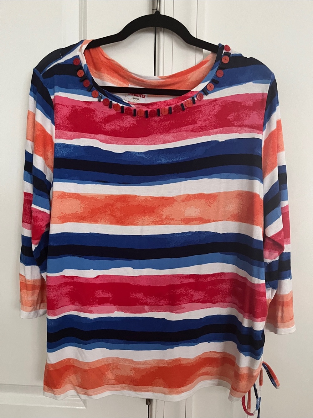 ❤️💙🧡🩷Ruby Road Striped Multicolor Women’s Top - Pink, Orange & Blue PXL